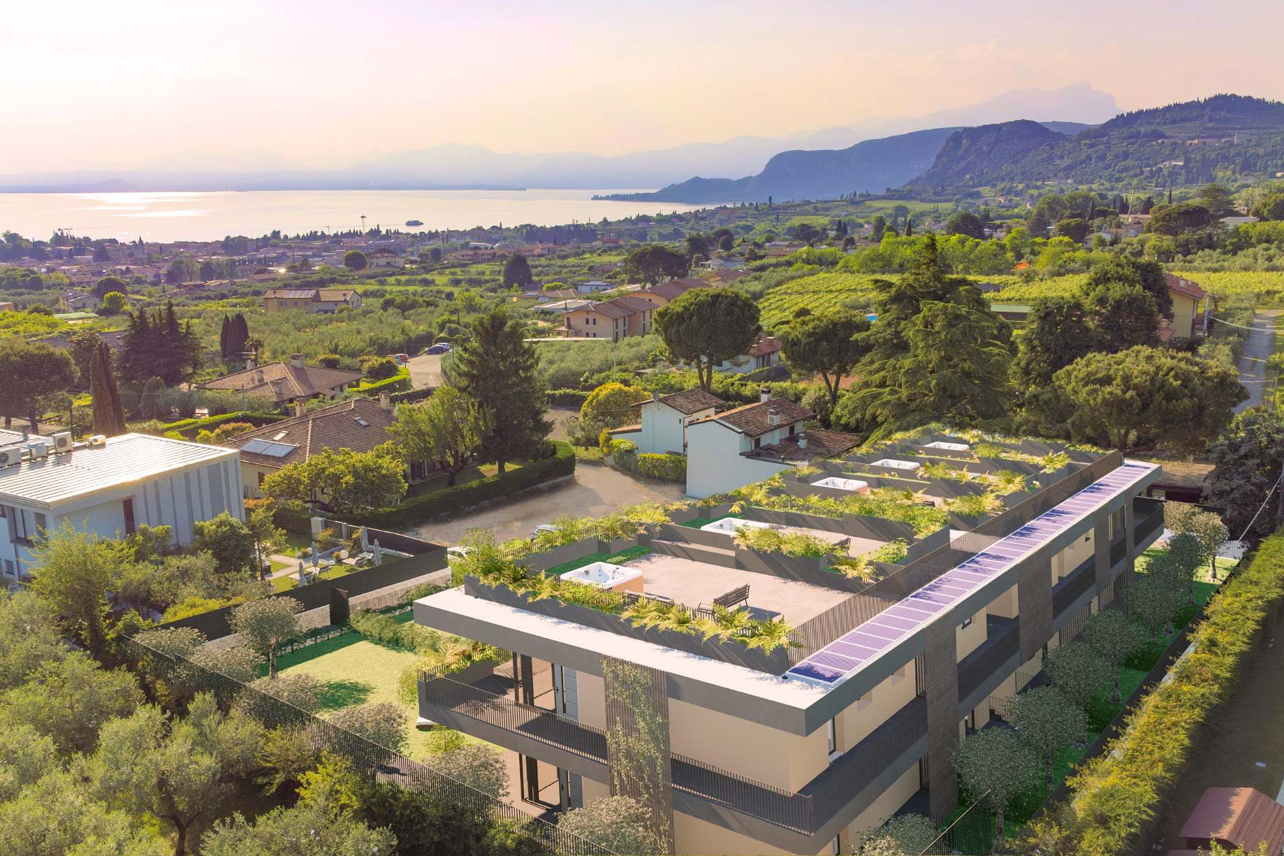 Bardolino, Gardameer, Italië — Penthouse met 1 slaapkamer, panoramisch meerzicht en dakterras