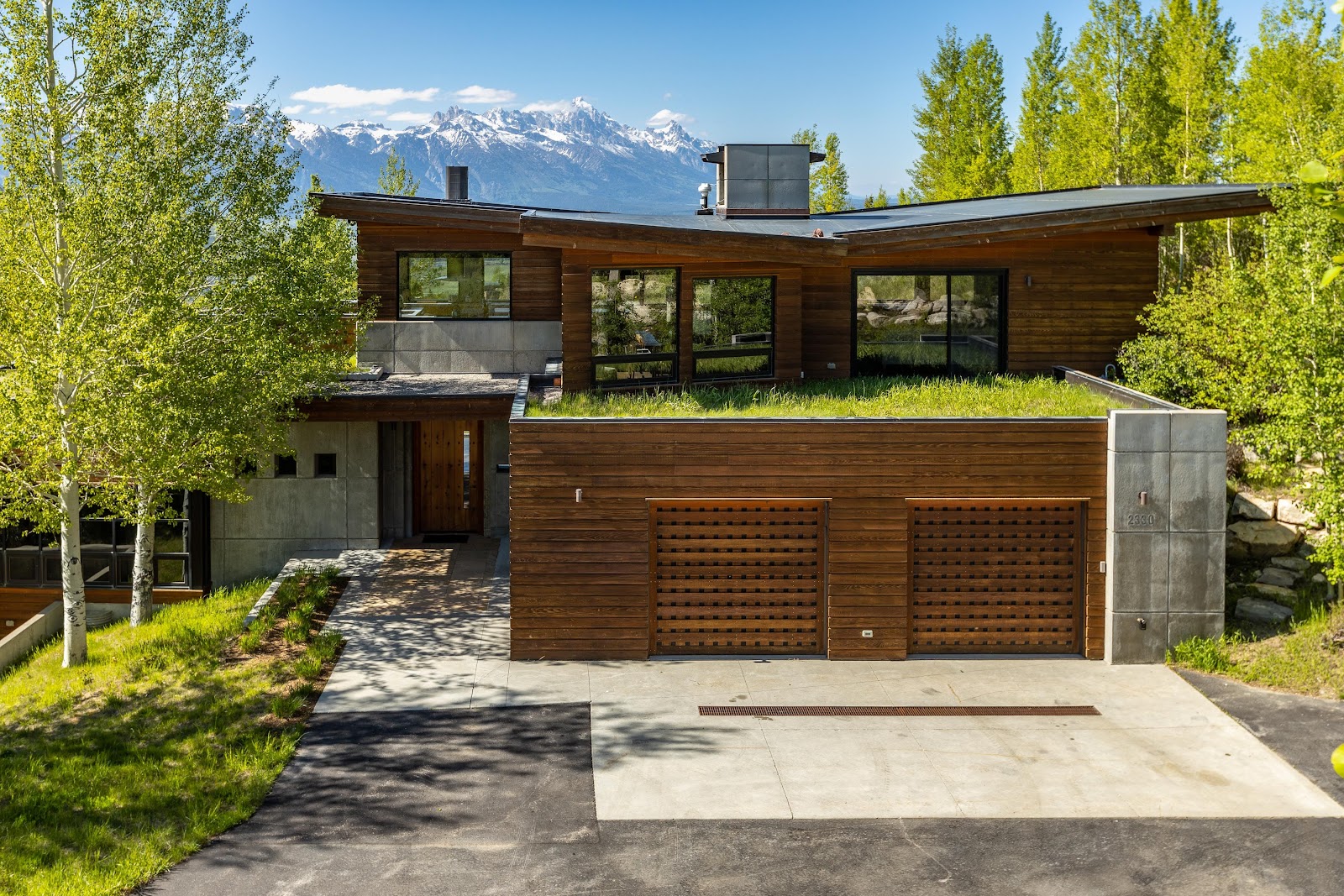 A mountain home in Jackson, Wyoming, with views across the valley toward the Teton Range