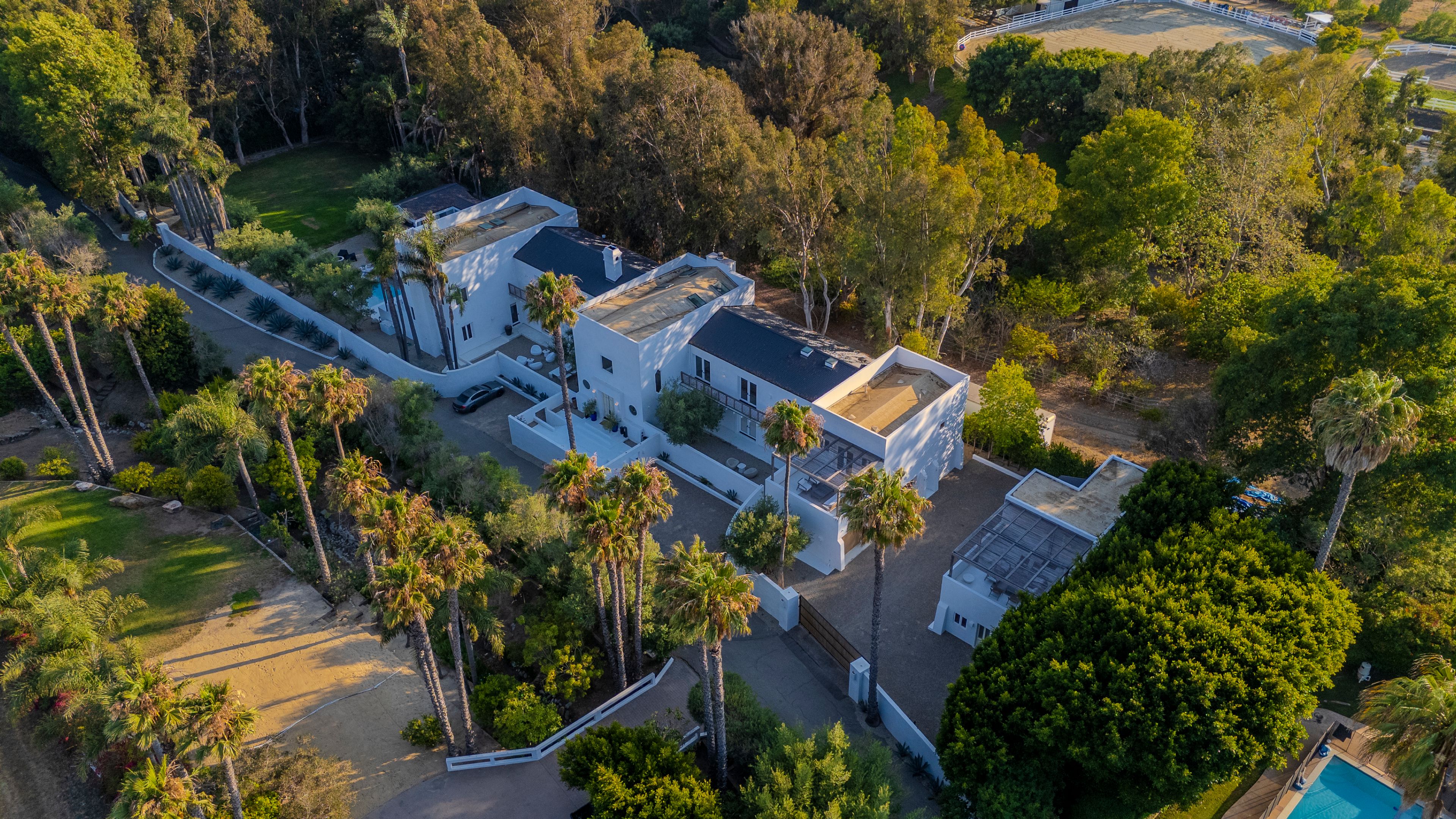 An estate in the hills above Malibu, California, looking out over the Pacific Ocean