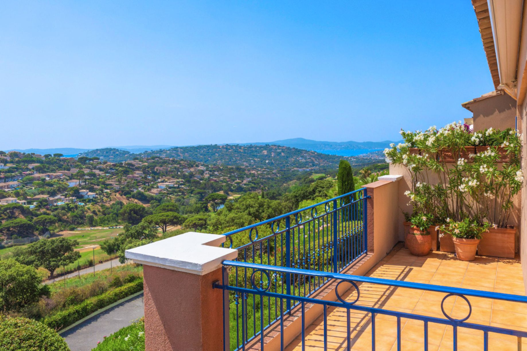 A terrace above Sainte-Maxime looking west across the Gulf of Saint-Tropez